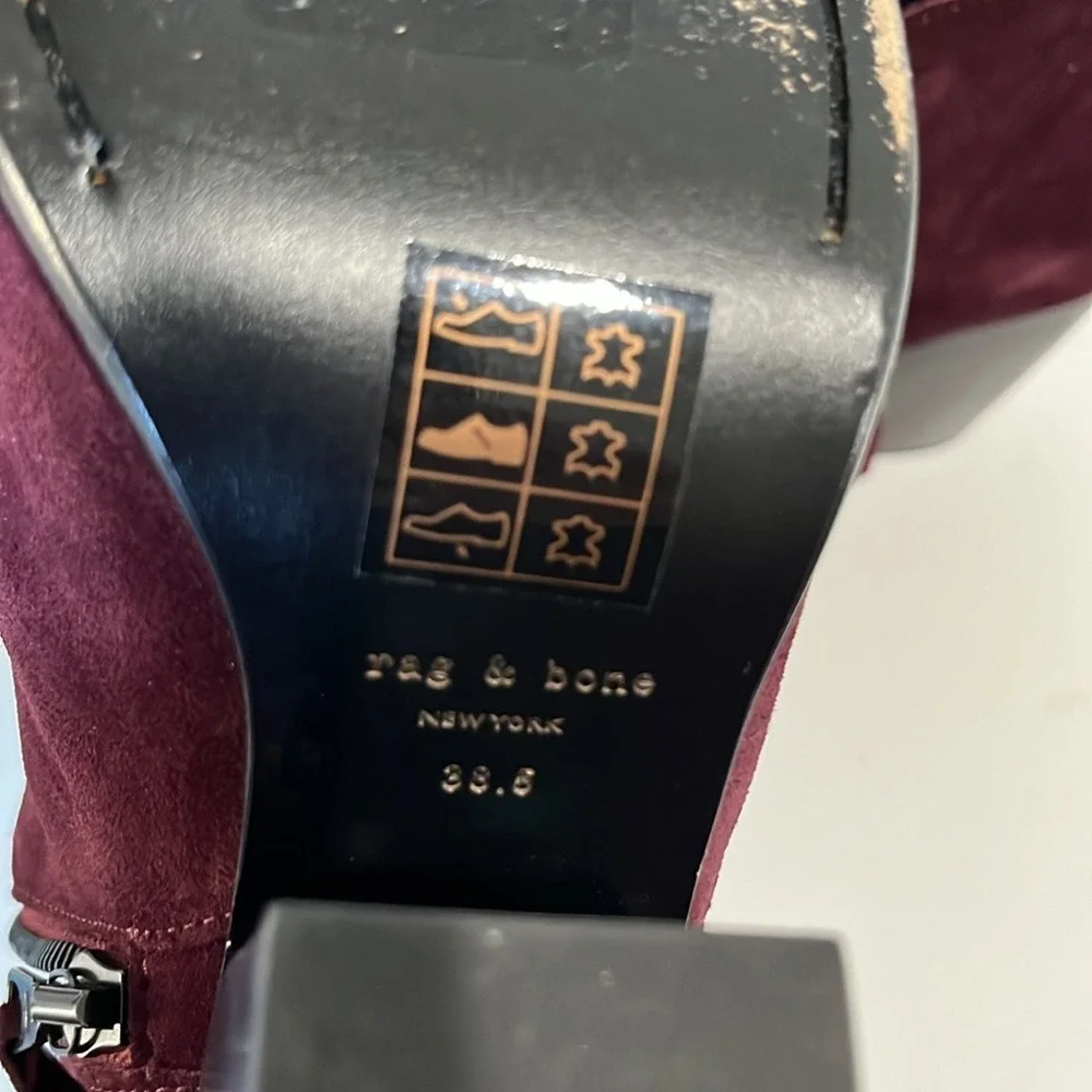 Rag & Bone‎ Women's Burgundy Margot Suede Leather Ankle Boots Sz 8.5 Zippers